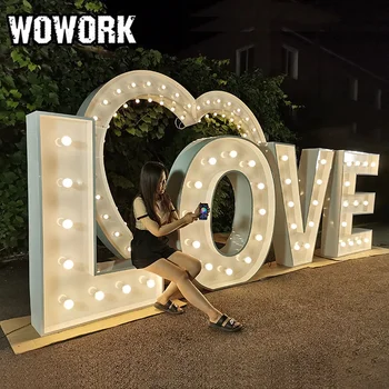 WOWORK decoration RGBW led wholesale big giant large 3ft 4ft 5ft 6ft marquee light up LOVE letter light backdrops for wedding e