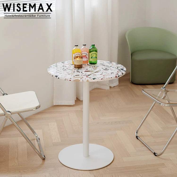 WISEMAX FURNITURE Nordic Minimal Terrazzo Round Dining Table Restaurant Coffee Shop Cafe Table square bar Table Commercial Use
