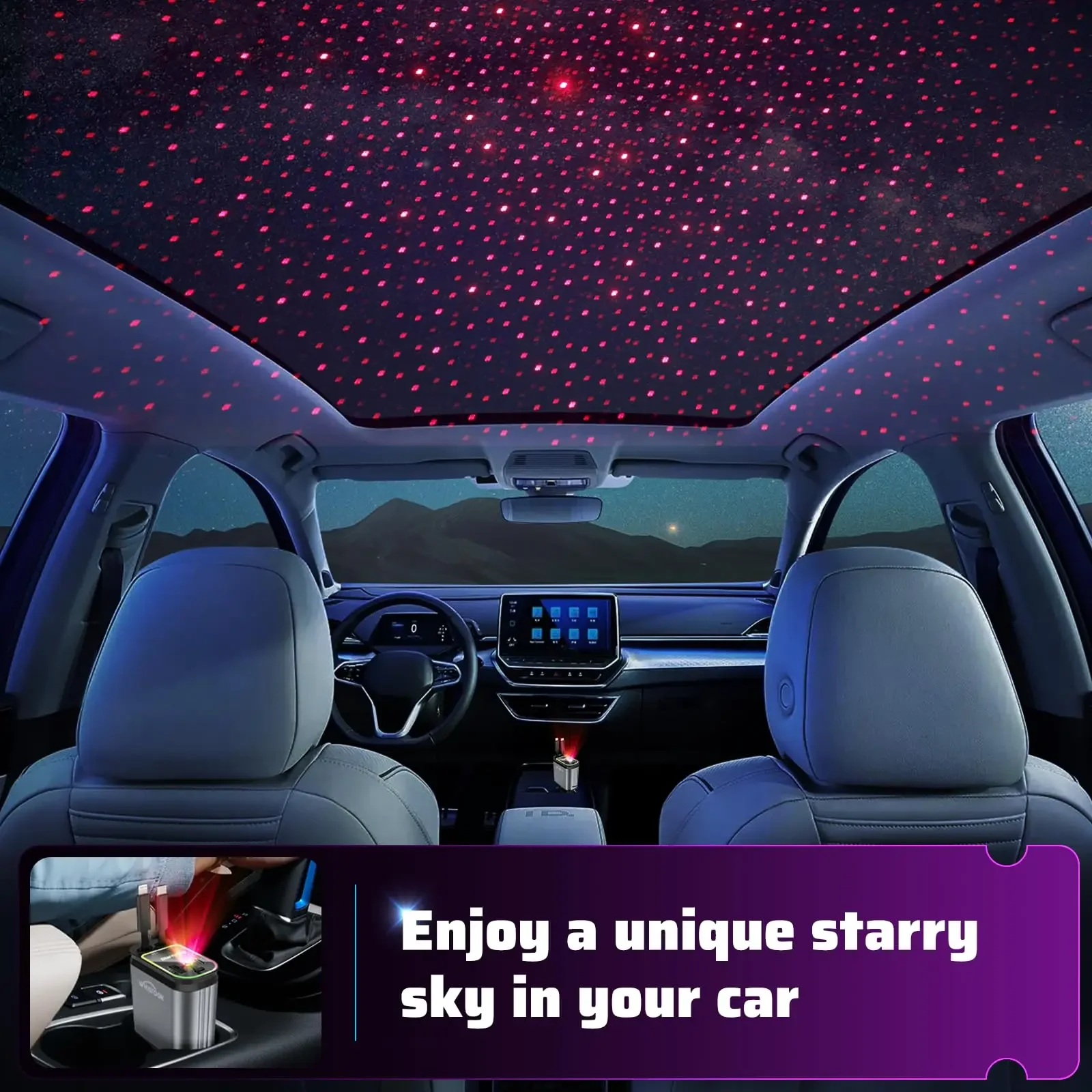 Chargeur Voiture 4 En 1 Rétractable 66W USB-C Avec Lumière étoilée - Réglable 180° - IPhone Samsung - 9