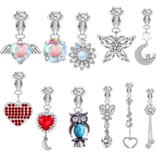 Stylish and simple diamond earrings with heart butterfly fake belly button ring piercing-free women's body jewelry