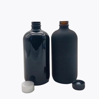 16 OZ Black Glass Dropper Bottles Screw Cap Customizable Screen Printing