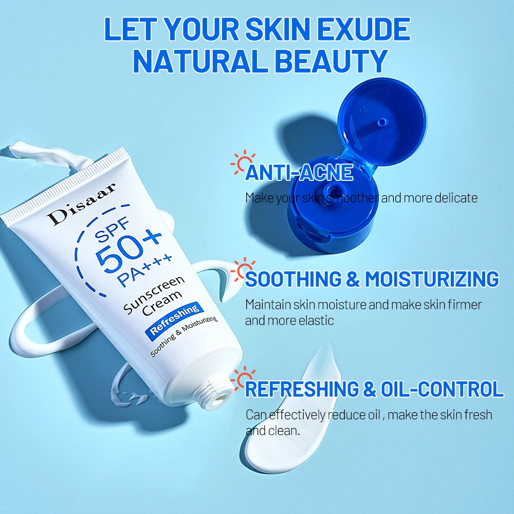 Disaar Oil-control Sunscreen Tanning with Salicylic Acid Rose Extract  Soothing Anti-Acne Private Label Spf 50 Sunscreen for Face