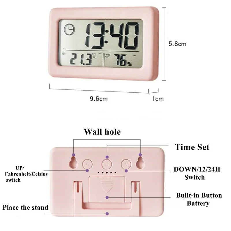 Factory Wholesale Battery Operated Silent Desk Time Display Clock Mini LCD Digital Table Dashboard Desk Electronic Clock
