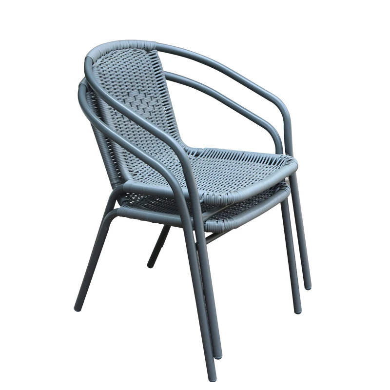 Wholesale Cheap Outdoor Patio Furniture Balcony Rattan Bistro Set 3 Piece Tables and Stacking Chairs Set for Cafes Restaurant