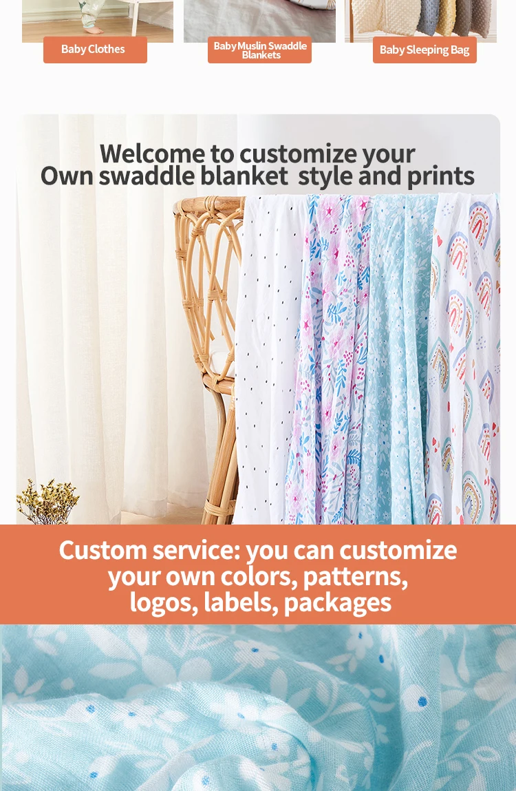 Kangobaby Safe Orginic Cotton Fabric Muslin Swaddle Blanket For Baby