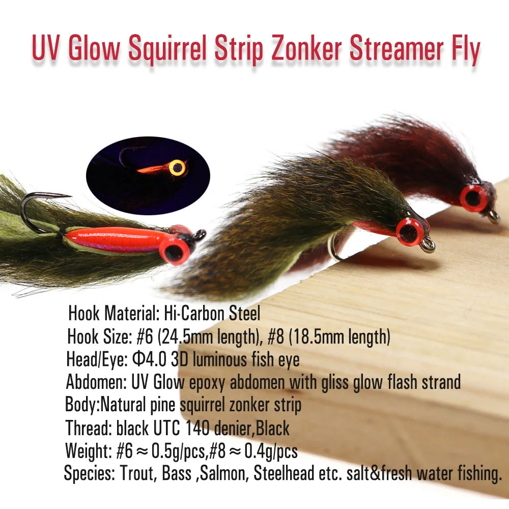 UV Glow Squirrel Strip Zonker Streamer