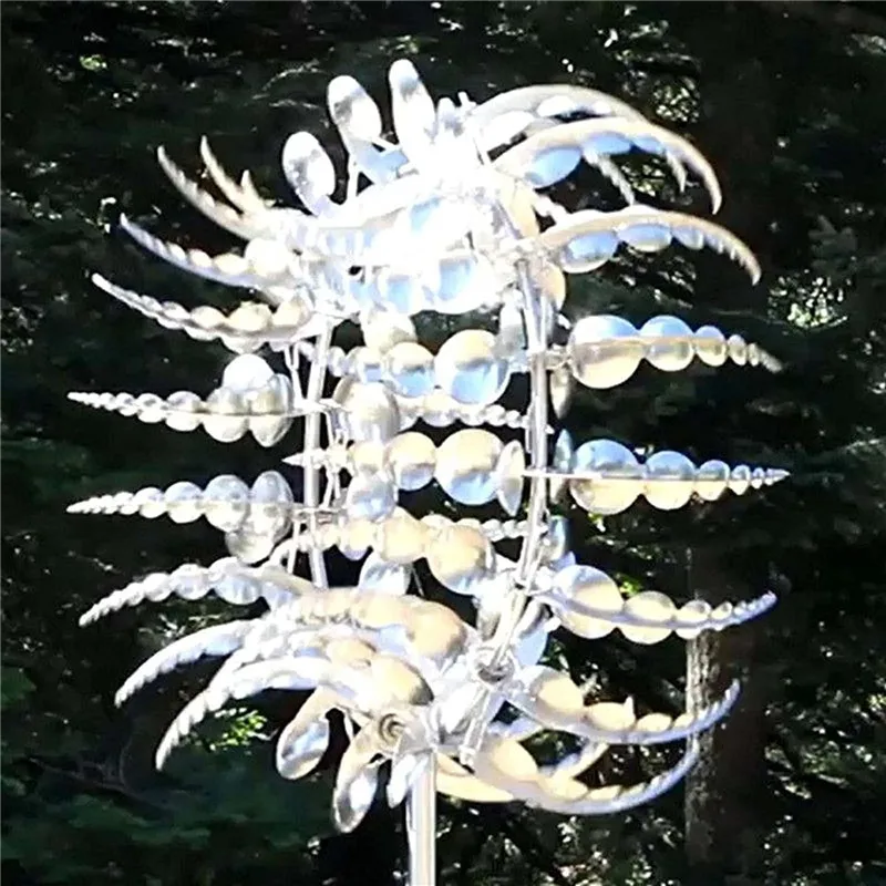 Moulin à Vent Métal Décoratif Pour Jardin – Éolienne Brillante, Design 3D, Facile à Installer Dans La Pelouse, Cour Ou Terrasse !