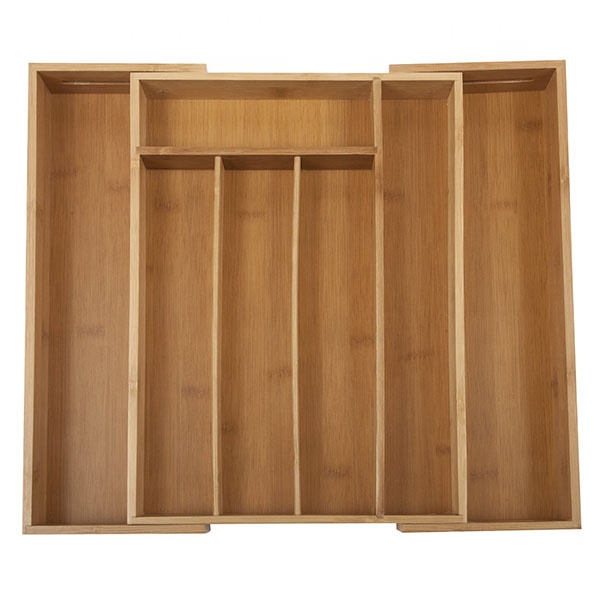 
 Бамбуковый поднос для столовых приборов, кухонный ящик-органайзер, складные разделители для ящиков  