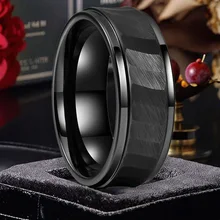 Fashion Jewelry Wholesale Wedding Band Tungsten Carbide Hammered Brushed Stepped Edge Basic 8MM Tungsten Ring for Men