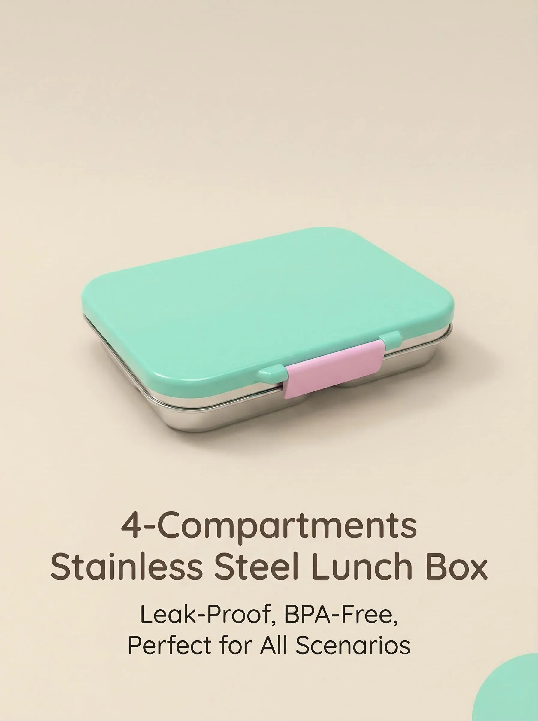 KOLINK 4-Compartment Stainless Steel Bento Box Detail 7