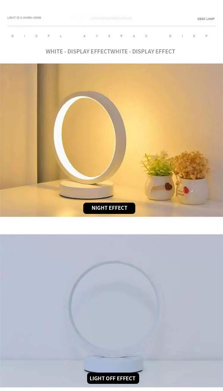 product simple modern and fashionable circular table lamp bedside study bedroom dimmable decorative night light-44