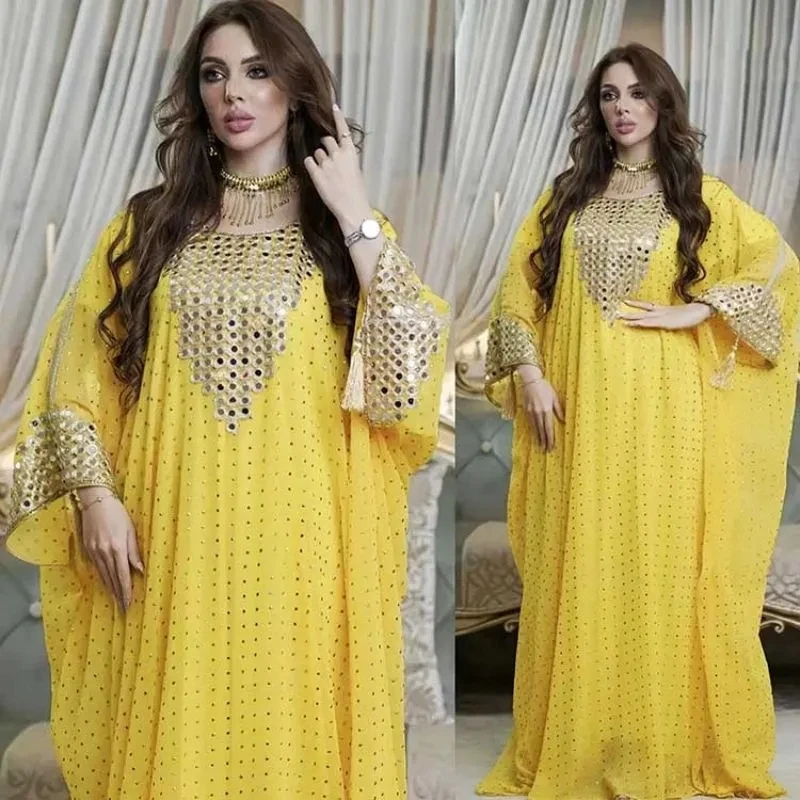 Muslim Dress For Women 2023 New Dubai Abaya Fashion Gold Sequins ...