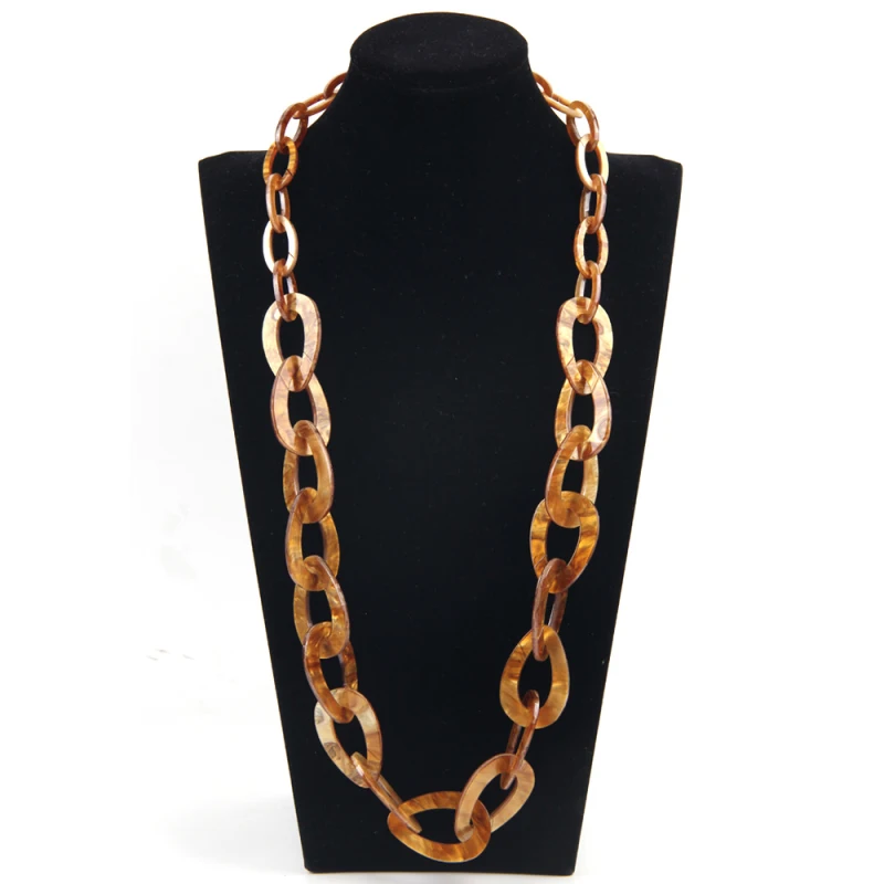 Collier Vintage En Acrylique écaille - Signé Ampcp - Pièce Ancienne Et Unique