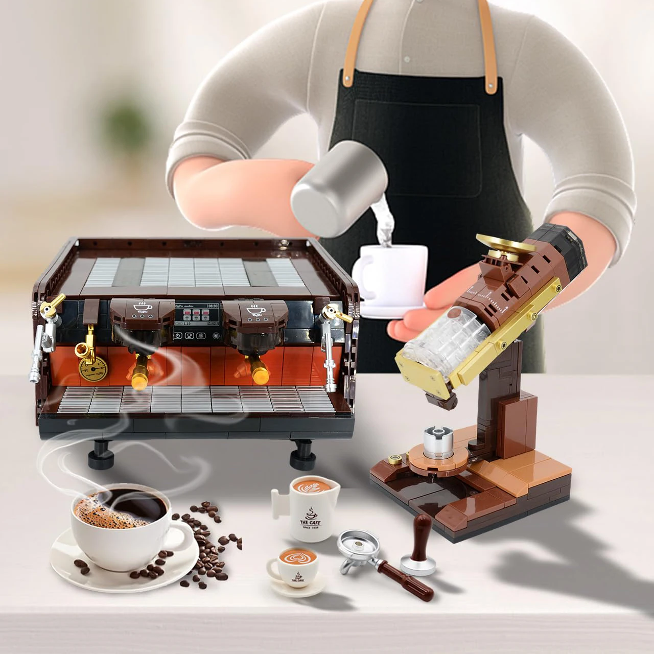 Decool Coffee Machine Coffee Bean Model Building Blocks Set Home Decoration Collection Gift for Adult/Coffee Lover