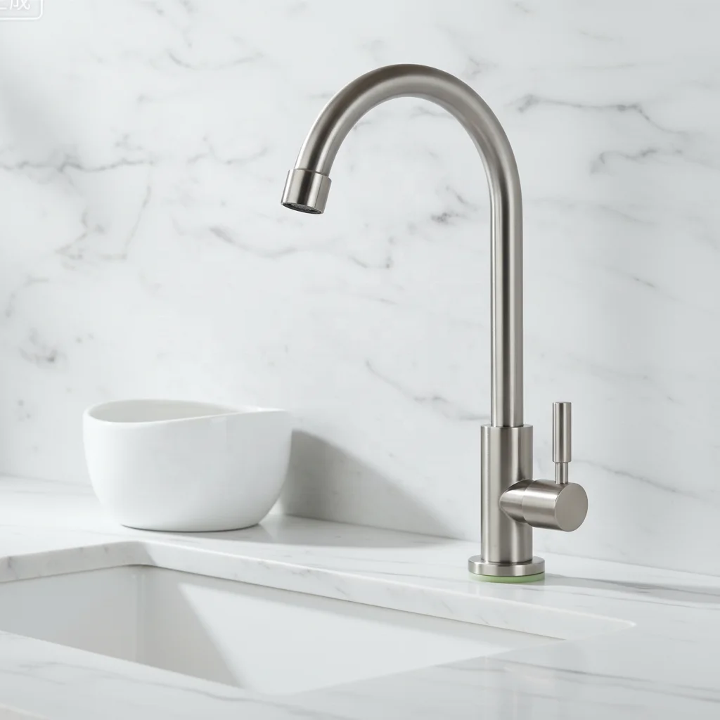 Premium Modern SUS304 Stainless Steel Kitchen Faucet High Arc Single Handle Deck Mounted Swivel Spout Side OEM Project Wholesale
