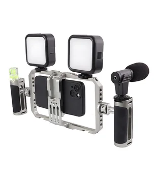 Universal Multi-functional Portable Hand-held Anti-shake Stable Aluminium Alloy Mobile Phone Holder Video Rig Cage Frame detail image