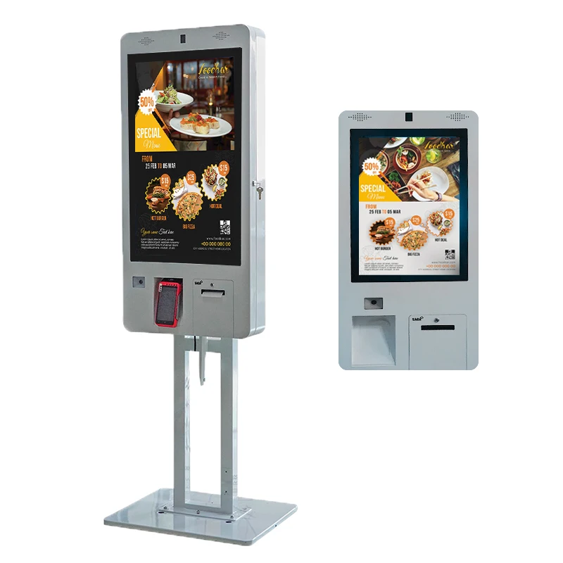 Slim and Durable Wall-Mounted Self-Order Kiosk with Anti-Glare Display, Secure Payment and Cloud-Based Menu Management