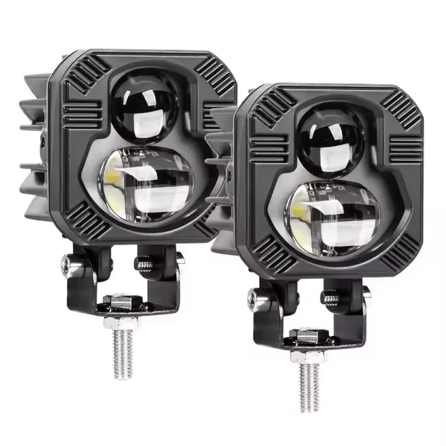 Factory Fog Light Motorcycle 30w 3.5 Inch White + Amber Led Flash Light square Motorcycle Mini Running Light