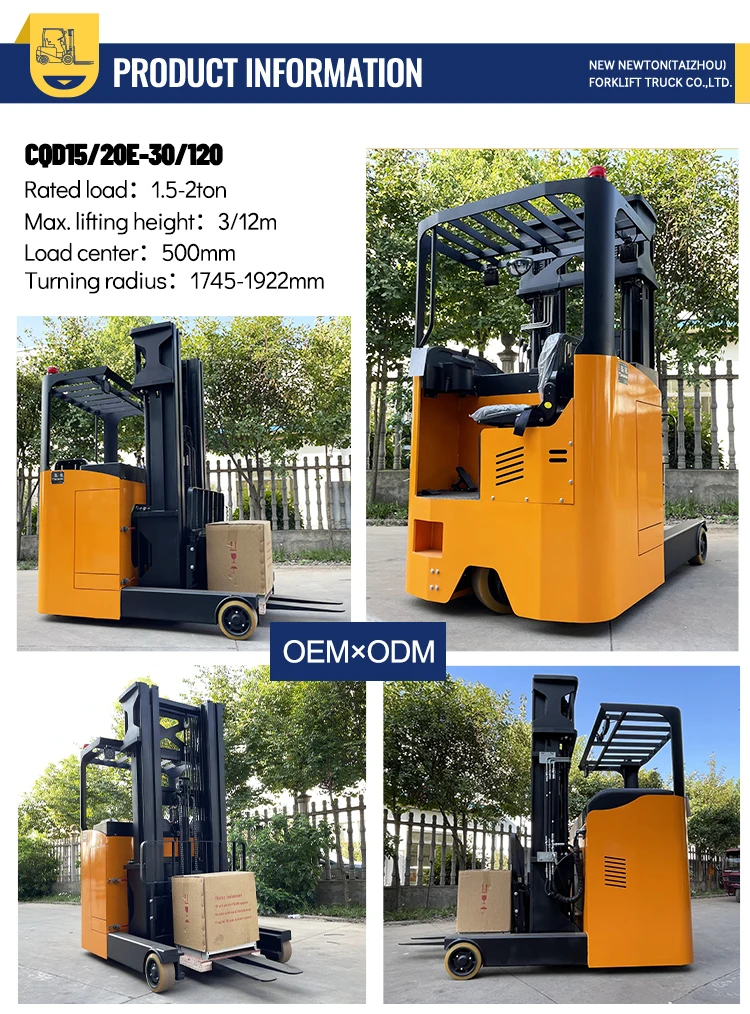 Chinese electric reach truck forklift 1.5ton 2ton 3ton cold storage AC motor container reach truck stacker montacarga electrico