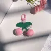 Pink Crochet Cherry keychain B