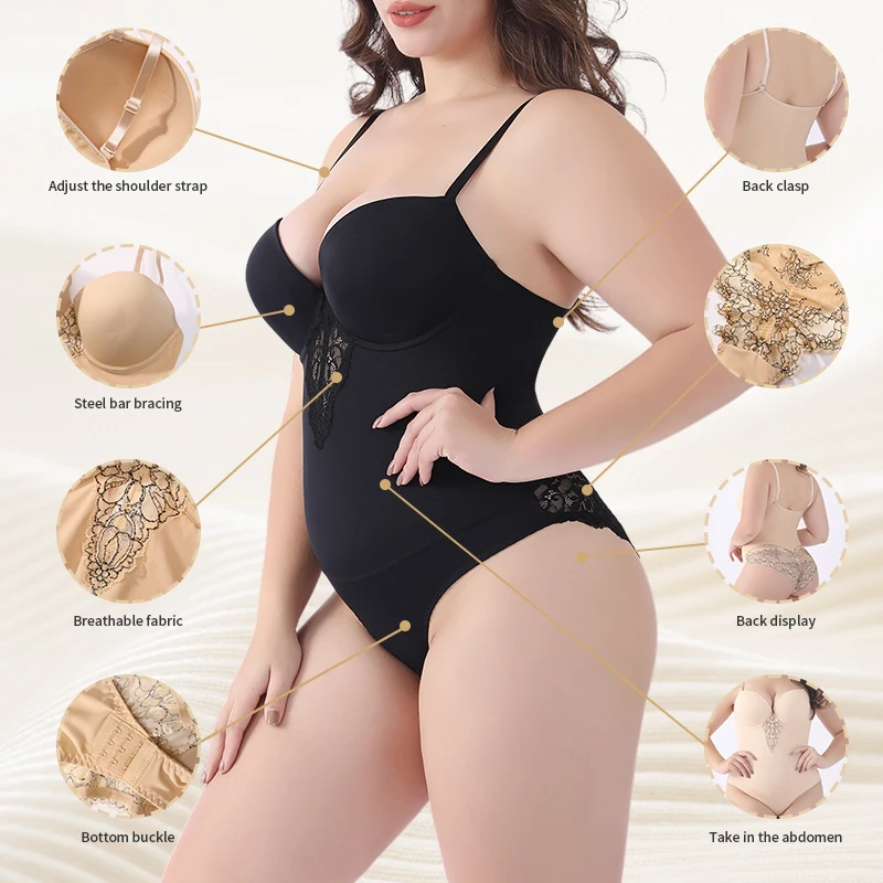 SXLH Post-Op Surgery Firm Lace Breathable Plus Size Waist Cincher Girdle Sheath Leggings Full Body Shaper