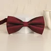 Dark red herringbone bow tie