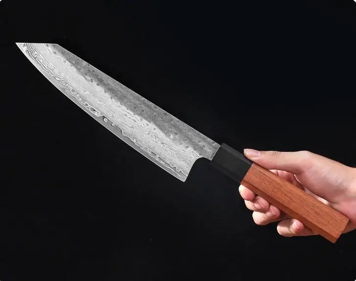 Damascus Steel VG10 Japanese Chef Knife - Hand Forged High Carbon Kitchen Knife with Wood Handle