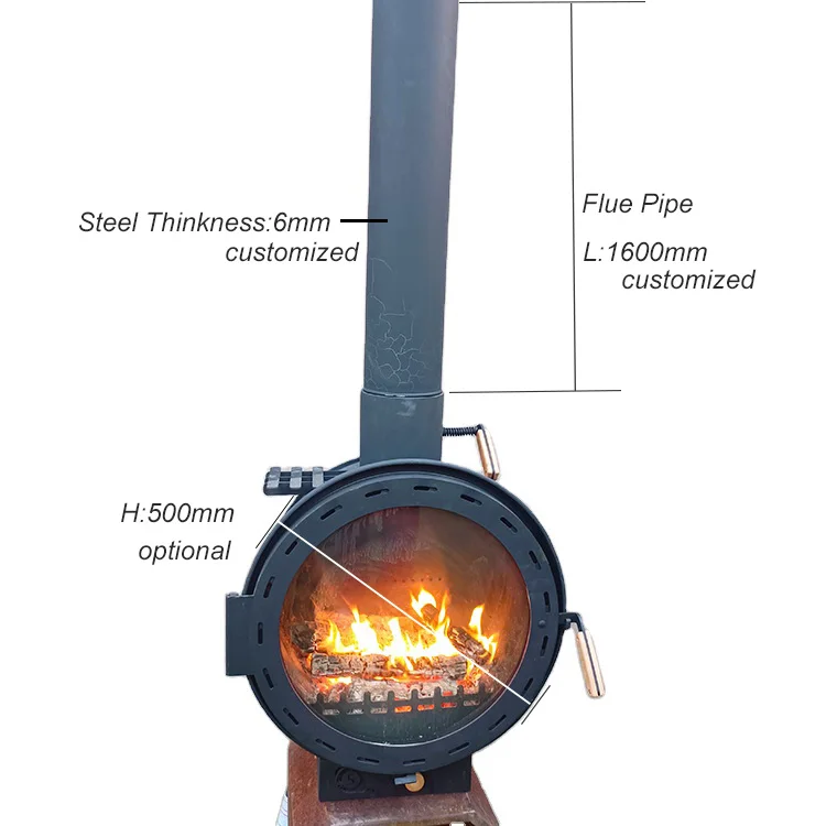 Modern Indoor Wood Burning Stove Heating Suspended Fireplace Stainless Steel