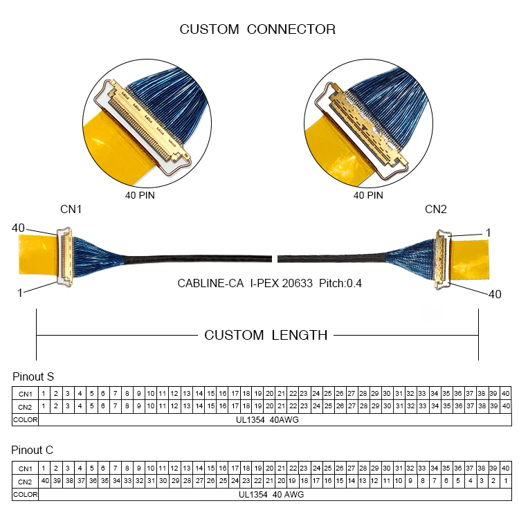 OEMカスタムABLINE-CA 0.4mmピッチマイクロ同軸ケーブル20633-330T-01