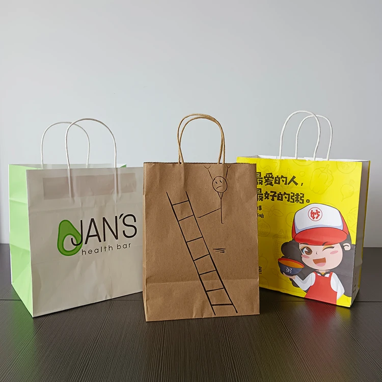 Custom Printed Wholesale Kraft Paper Shopping Bags Packaging With