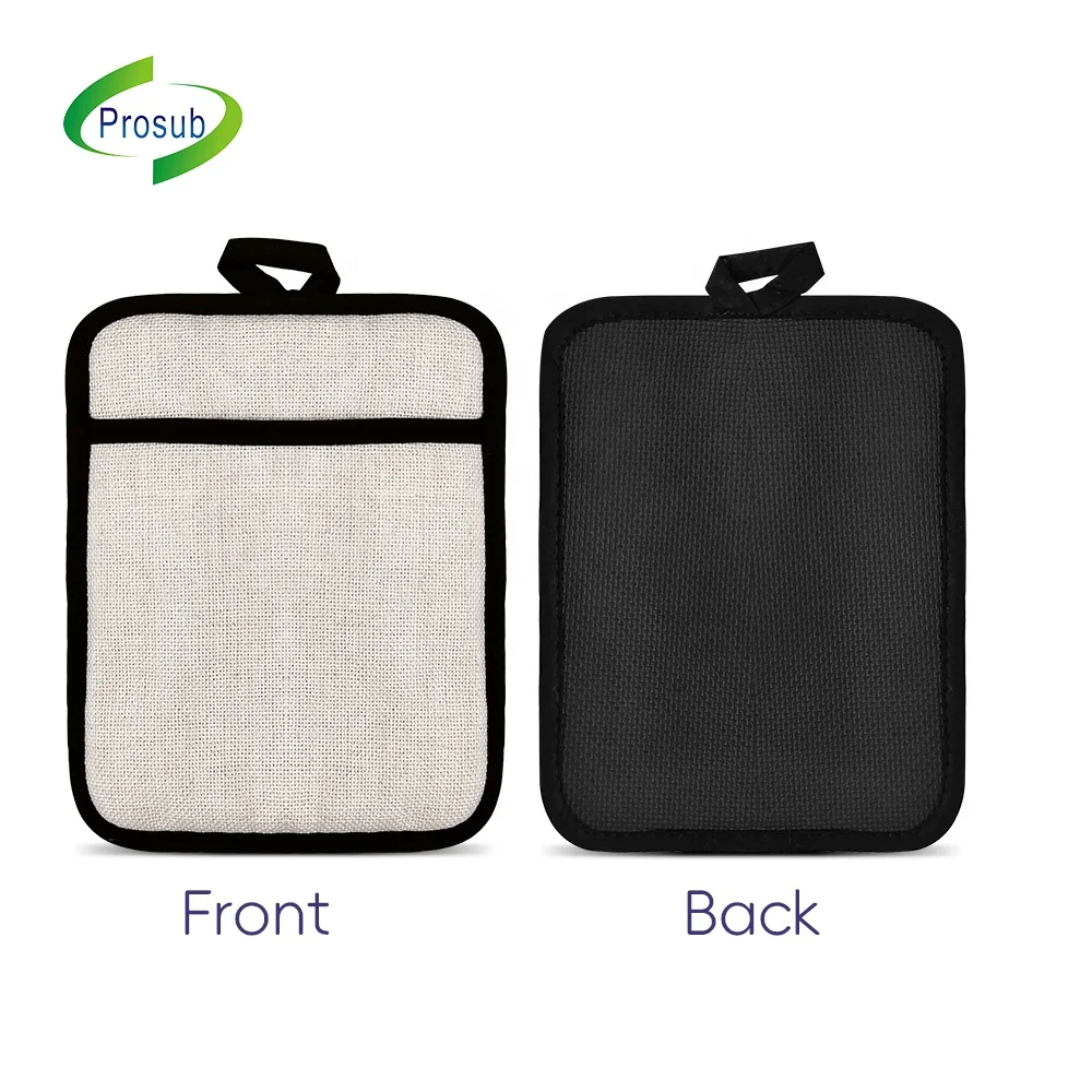 Prosub New Design Heat Resistant Silicone Pot Holder With Pocket Linen Sublimation Blank Pot Holders Pads