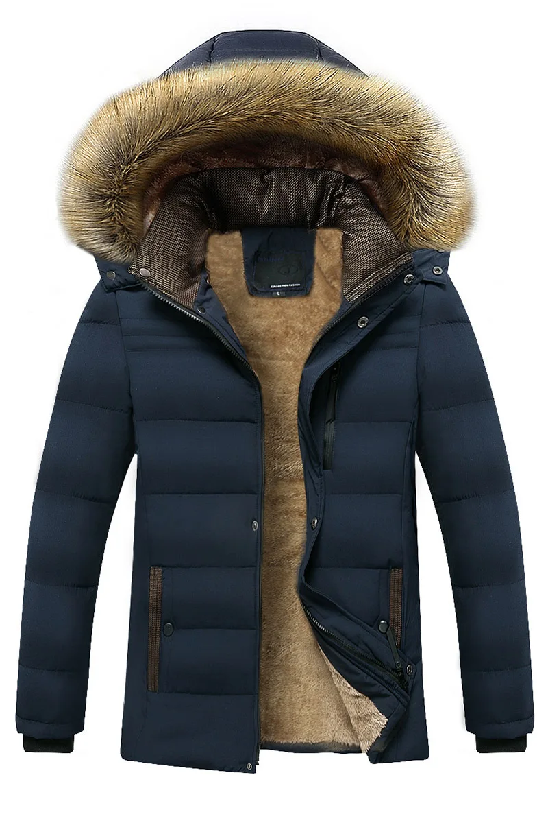 Winter Warm Thick Fleece Waterproof Hooded Fur Collar Parka Jacket Coat Autumn Fashion Casual Parkas Men_voghion.com