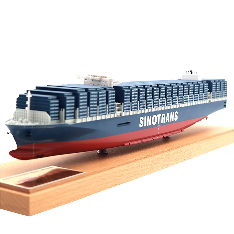 【A】SINOTRANS Customized  Model  45cm Container Shipping Line Handmade Metal Crafts Freight Forwarder Logistics Container Ship Model