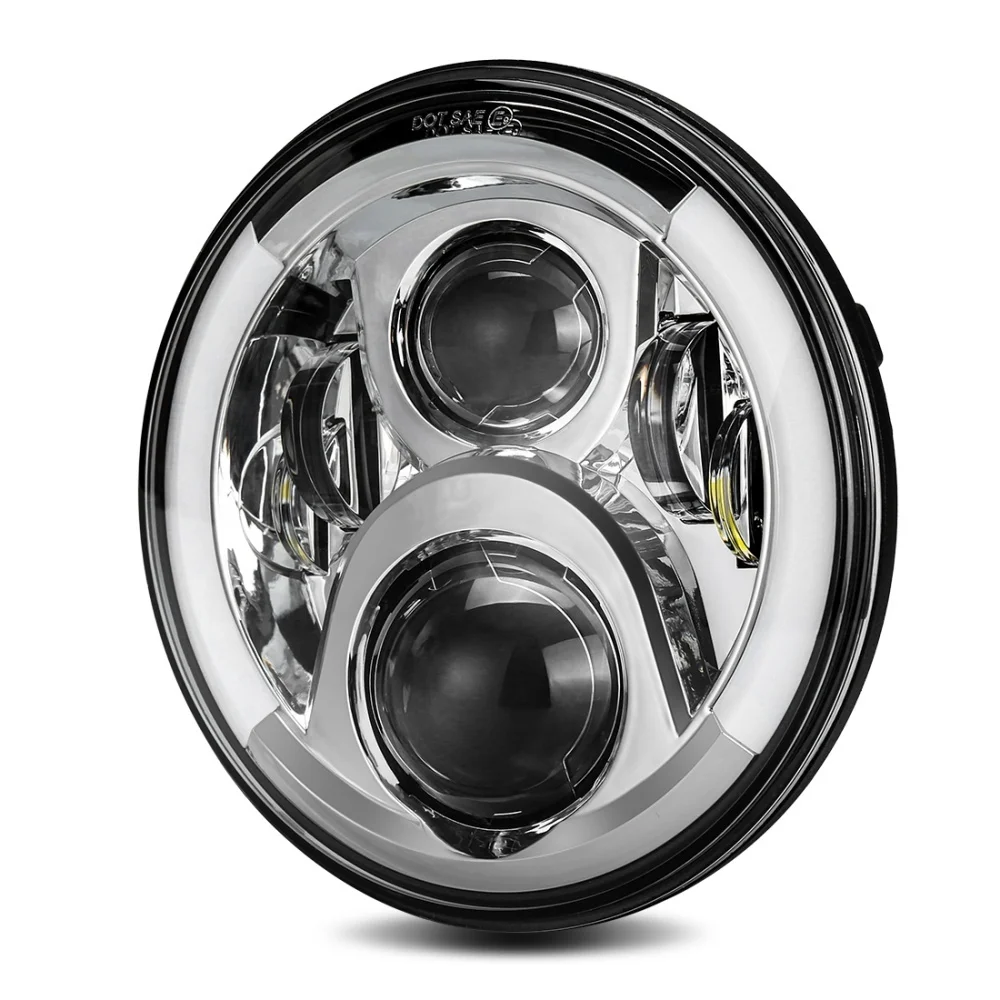 TIYPEOR 7Inch LED Indicator Super Brighter Headlight 72 Watts Projector Headlamp for Motorcycles