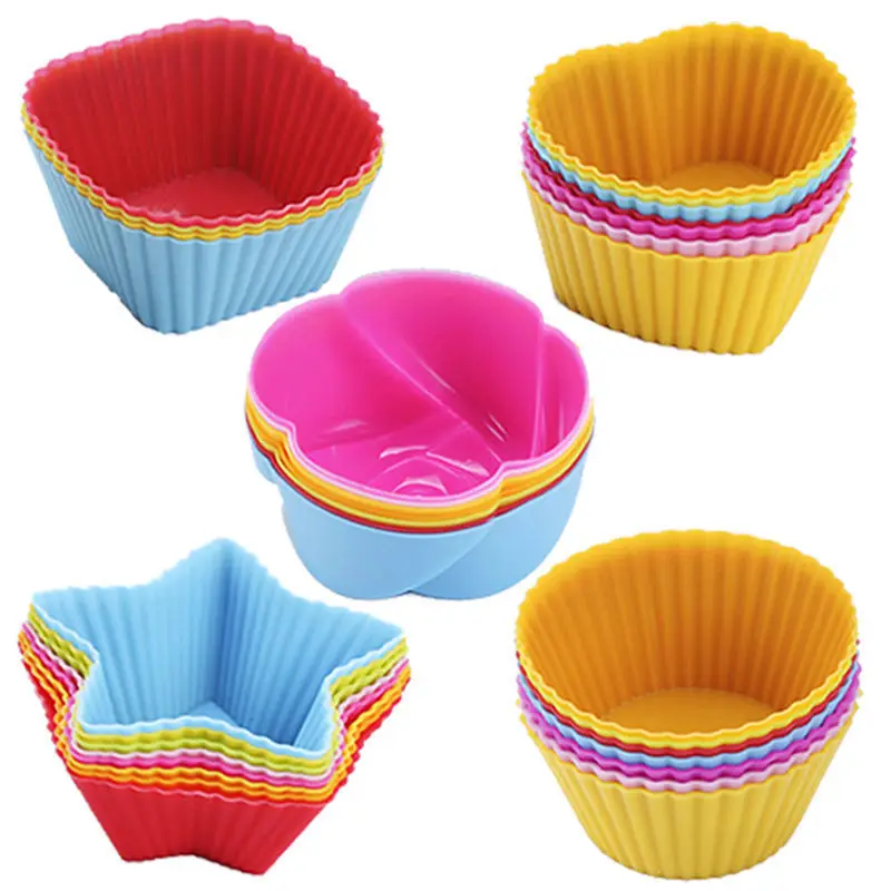 Rose Flower Star Shaped Silicone Muffin Cup 7CM Cake Mold DIY Cup Baking Y7C3 