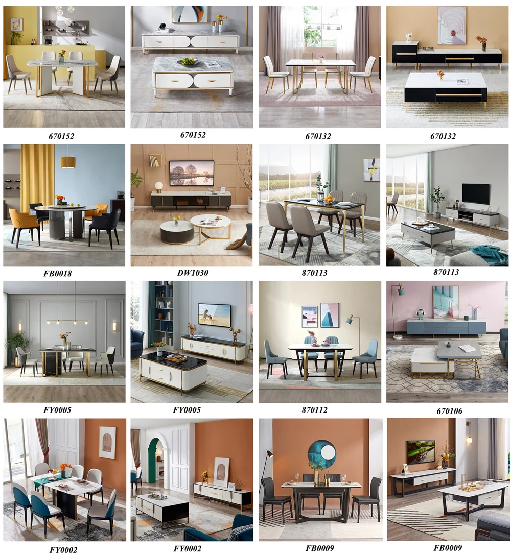 Quanu Custom Italian Modern Rotating Round 6 Seater Dining Table Set