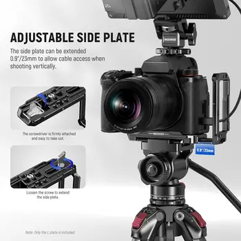 NEEWER L Bracket for   LUMIX S5 II/S5 II X, Aluminium, Quick Change Horizontal and Vertical Side Plate Extensible Arca detail image