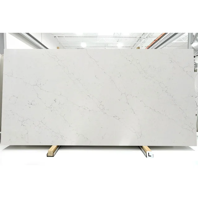 Customized Modern Natural Quartz Stone Countertops Table Tops Kitchen Island Calacata White Eco-Friendly 5-Year Warranty Factory