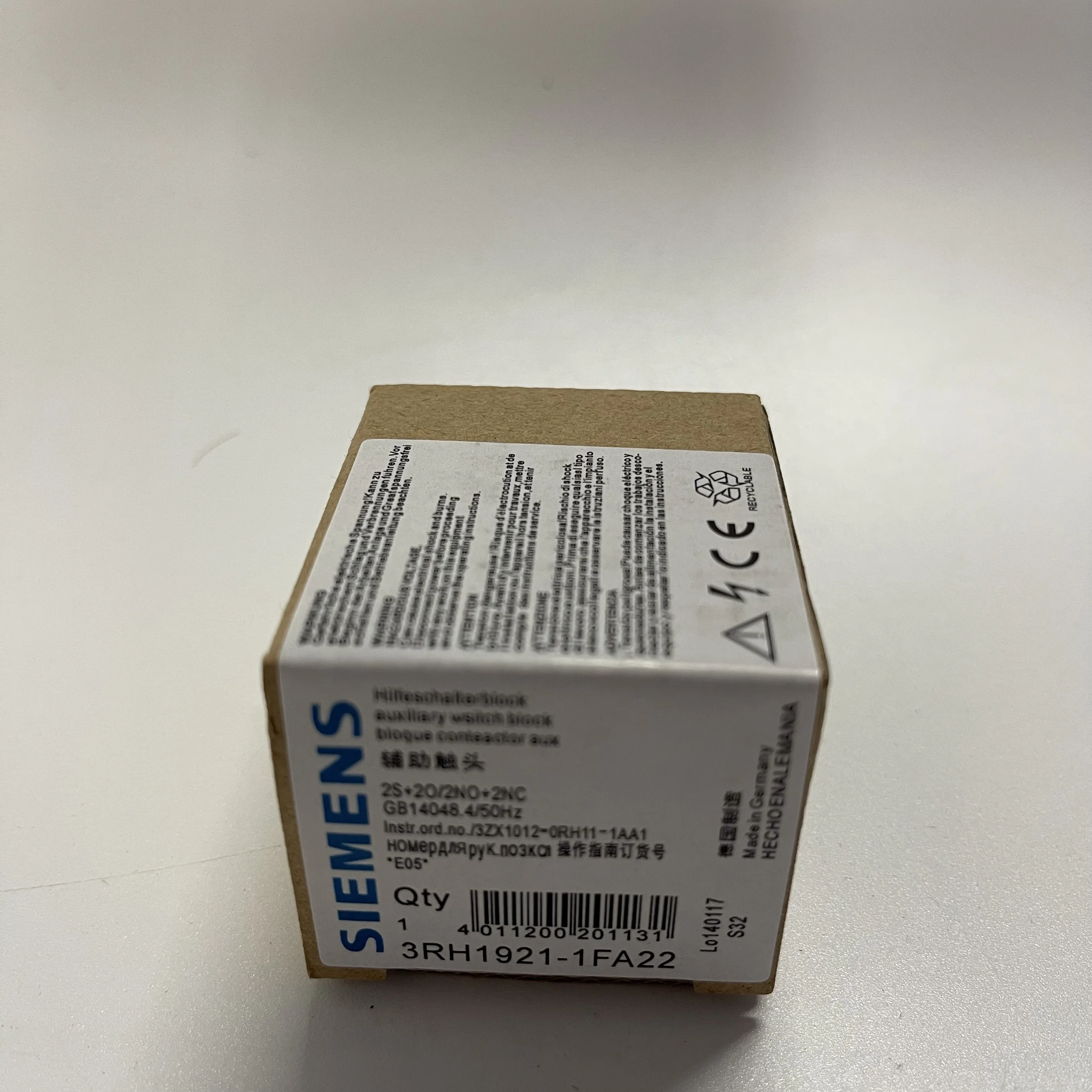 Siemens Auxiliary Switch Block 3RH1921-1FA22