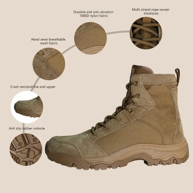 Hanagal 35020 1 пара MOQ 6 дюймов легкие водонепроницаемые износостойкие боевые ботинки Койота оптом тактические для мужчин