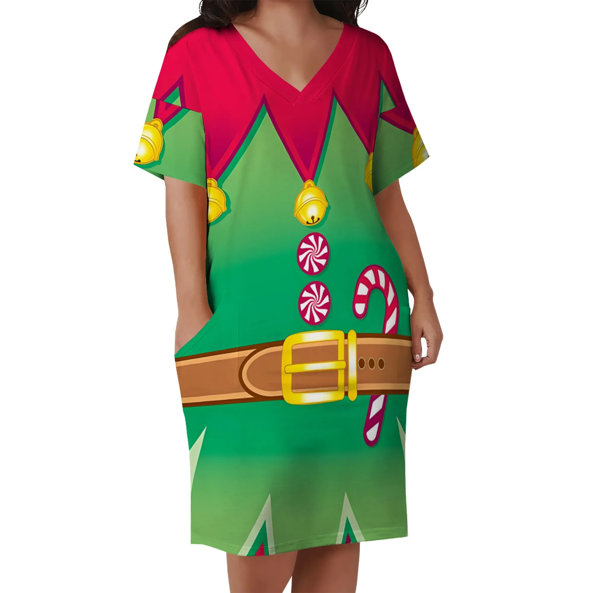 Customizable V-Neck Comfortable and Stylish Costume Dress for Women