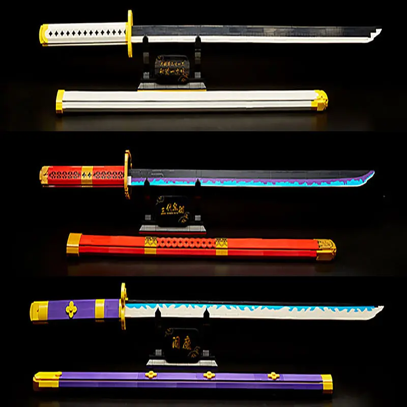 DIY Plastic Anime Swords Creative MOC Demon Samurai Slayer Sword Weapon Building Blocks Bricks Toys