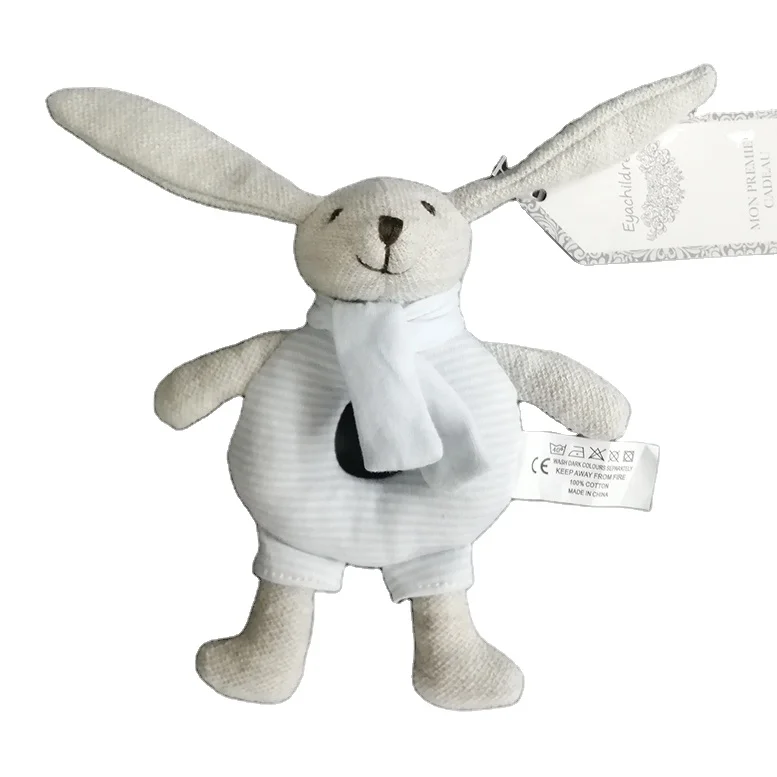 SUNKING, новый продукт EN71, 100% хлопок, детская погремушка, длинные уши, кролик, детский ручной звонок, мини-игрушка кролик