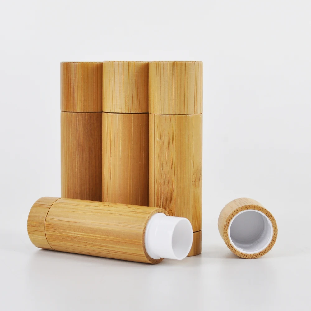 Wholesale Refillable Eco Friendly Biodegradable 5ml Bamboo Lipstick Packaging Empty Bamboo Lip Balm Tubes