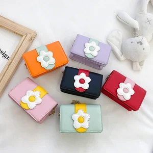 Latest Design Girl Handbags Wholesale Fashion Cute Women Kids Mini Coin Purse Flower Pattern Children Designer Crossbody Bags