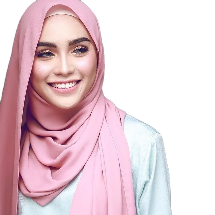 Women Plain Bubble Chiffon Scarf Muslim Hijab Shawls Headband scarves-47 Colors