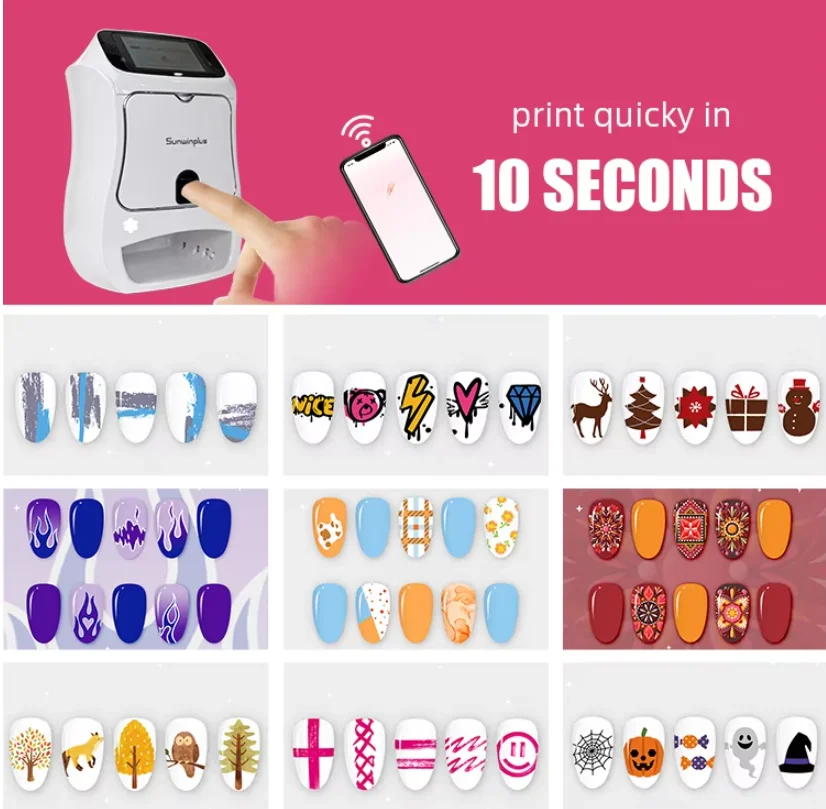 Commercial Use Professional 3D Intelligent Nail Printer WiFi Bluetooth Wireless with Automatic Painting & Drying Electric Supply