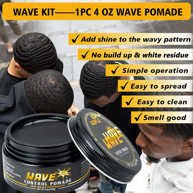 Private Label 360 Style Waves Control Pomade Wave Cream for Black Men Hair Scalp Butter with Shea Wholesale Hair Grease for Boy