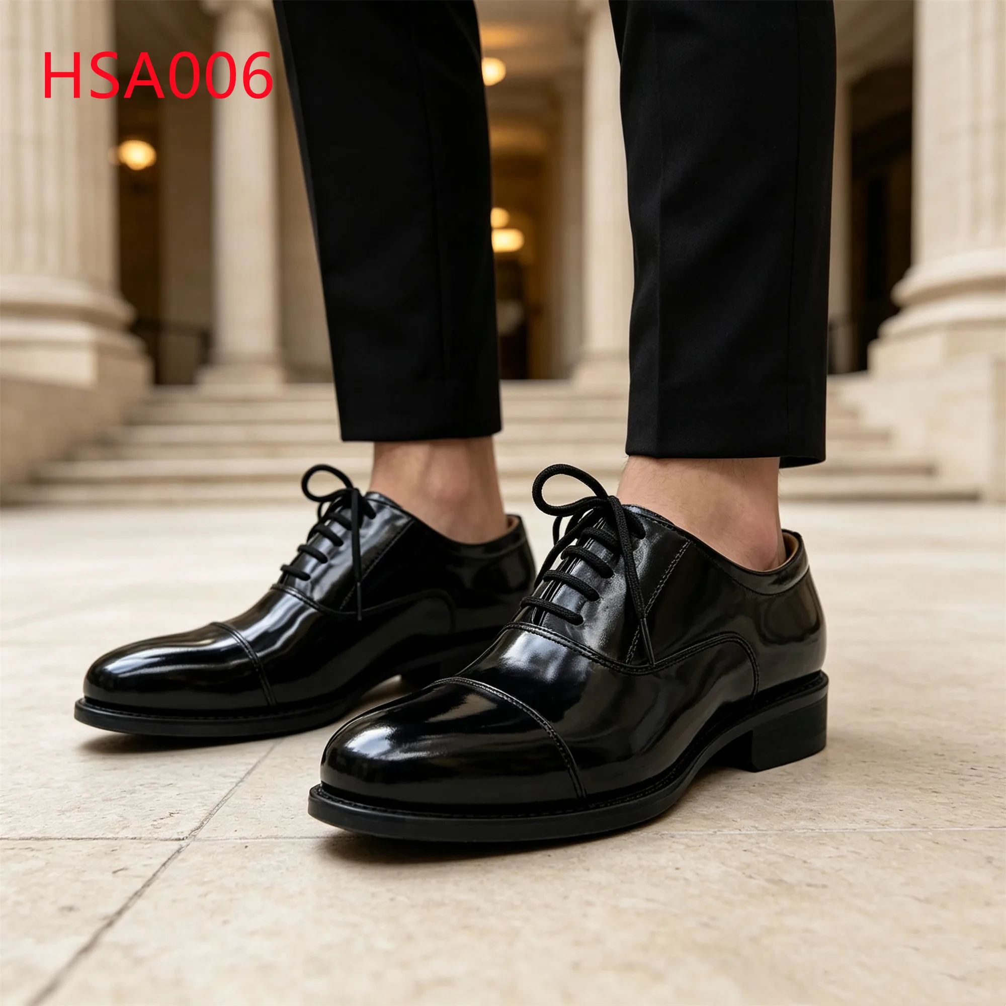 LXG,official Wear Three Joints Design Hua Singh Men Leather Shoes Ceremony Full Grain Patent Leather Uniform Shoes HSA006