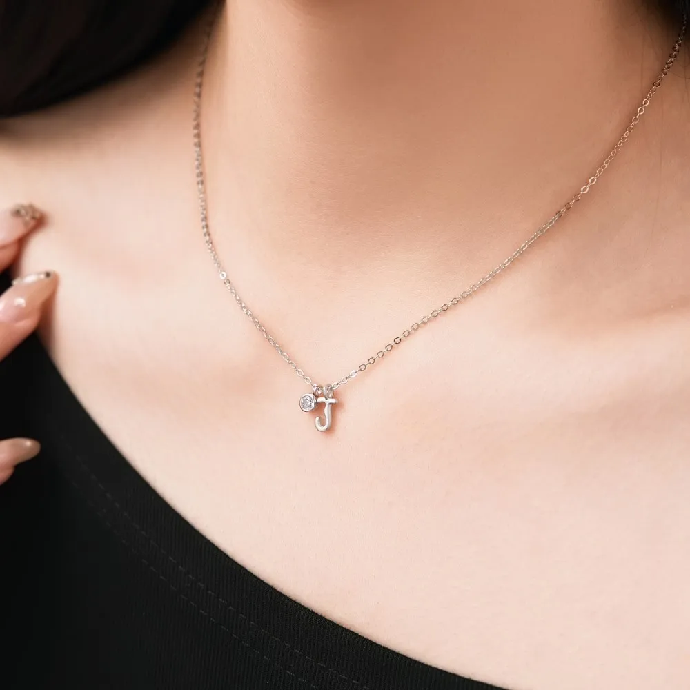 KAKODIY 5A Cubic Zirconia Initial Pendant Necklace Pendant Women's -J- Initial Chain Necklace 45cm New Design detail 2